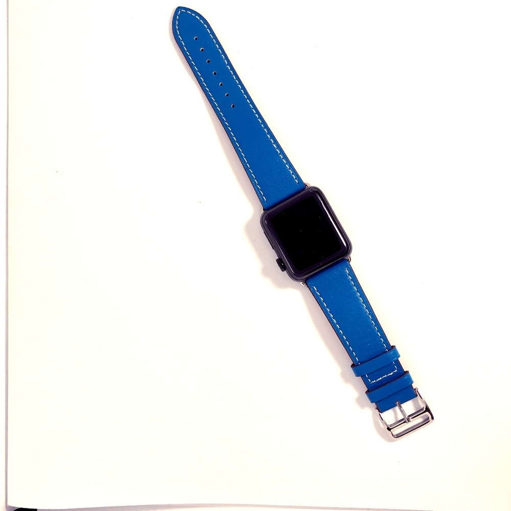 BLUE LEATHER REPLACEMENT BAND FOR APPLE WATCH